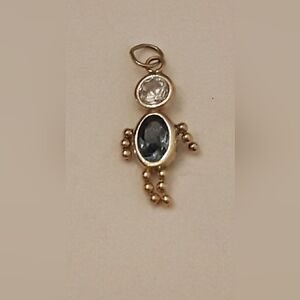 14k gold birthstone kid dark blue stone charm  or pendant